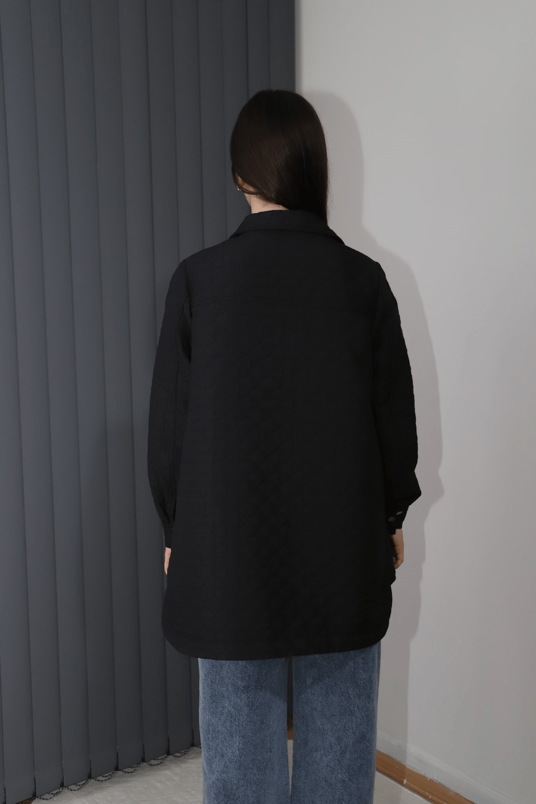 Çıtçıtlı Kapitone Tunik - Siyah