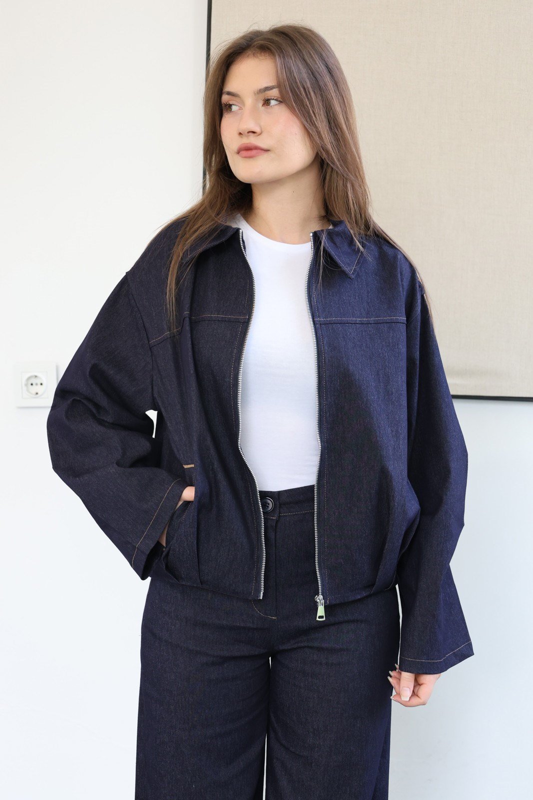 Denim  Bomber Ceket Pantolon Takım