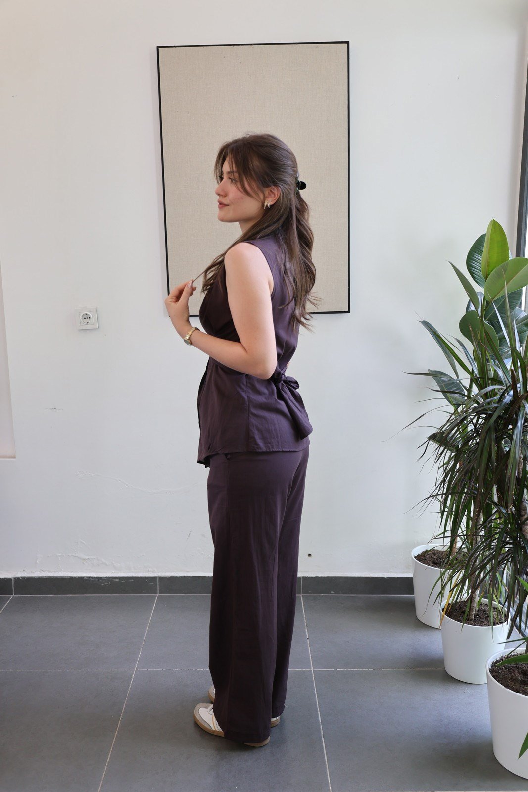 Dökümlü Bağlama Detaylı Takım - Mürdüm