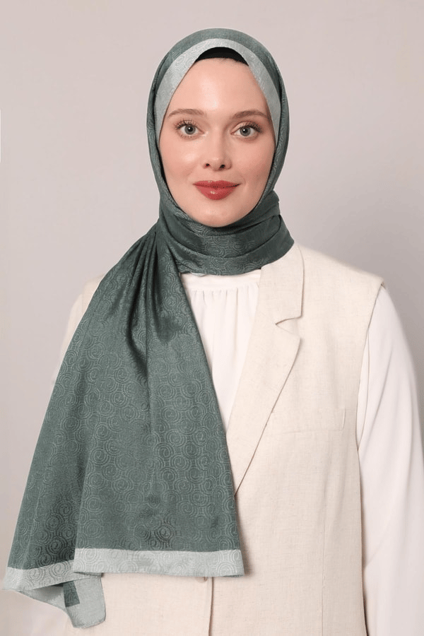 Halka Desen Monogram Şal - Mint