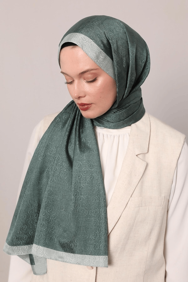 Halka Desen Monogram Şal - Mint
