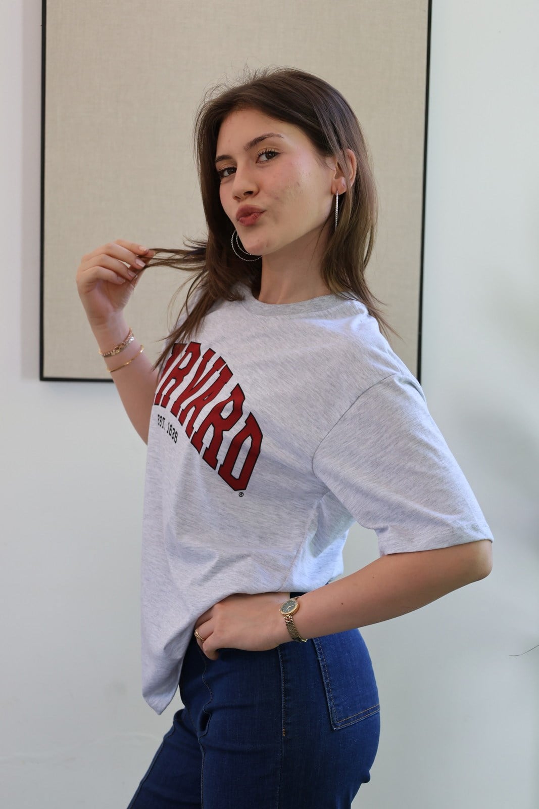 Harvard Baskılı Tshirt
