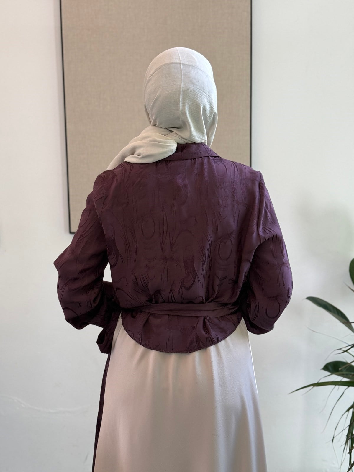 Jakar Saten Bağlama Detay Bluz - Mürdüm