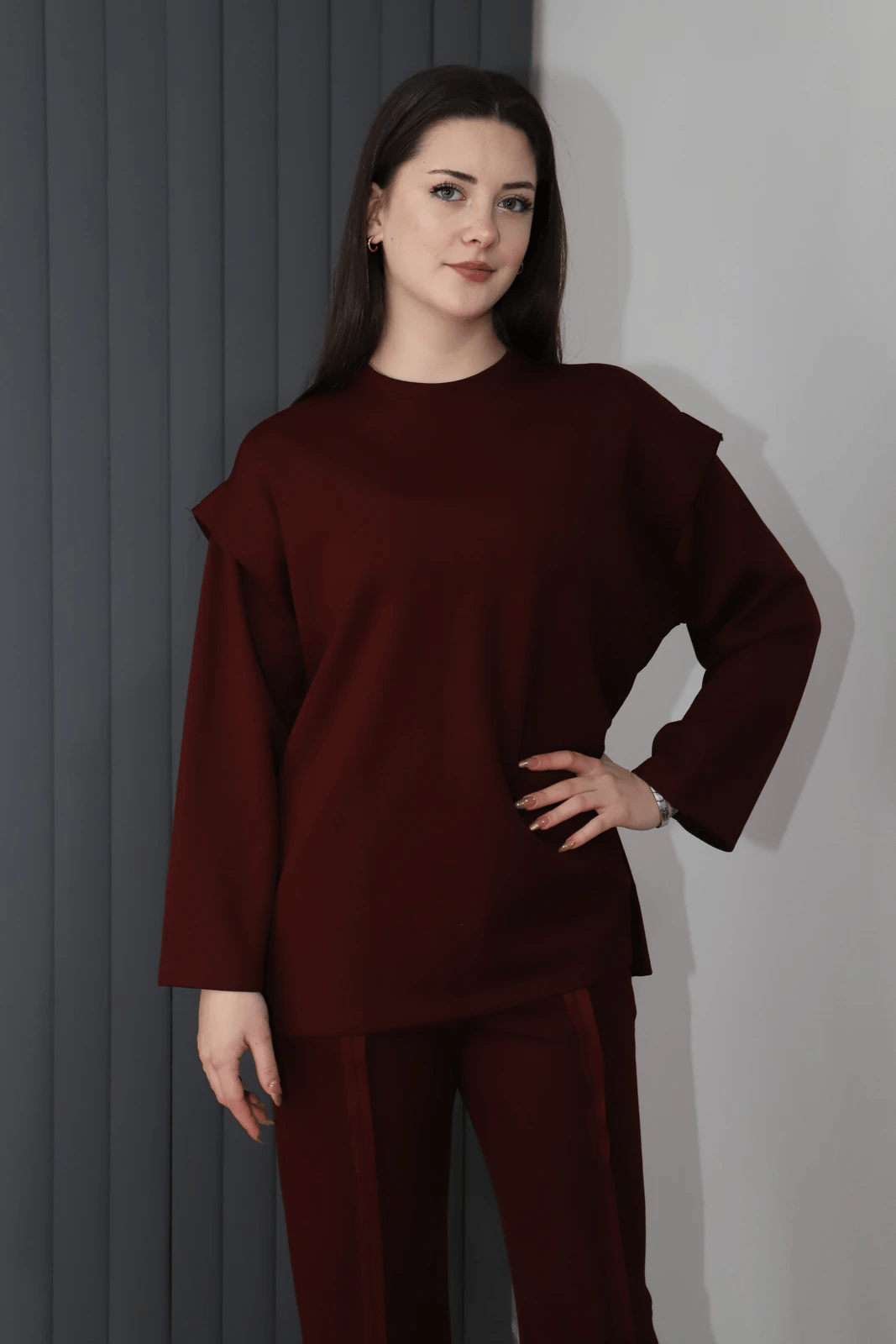 Kol Detaylı Oysho Takım - Bordo