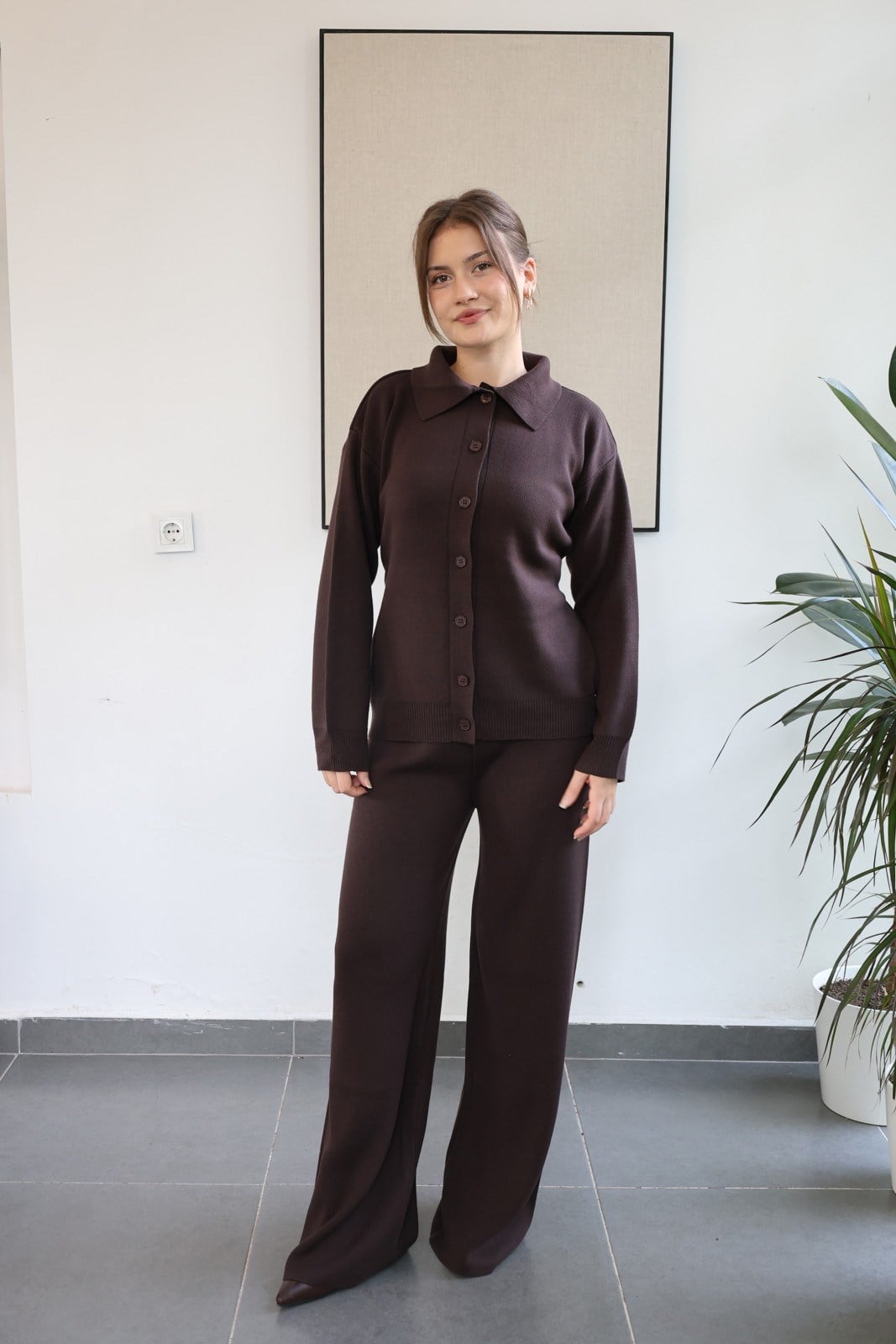 Kuşak Detaylı Triko Takım
