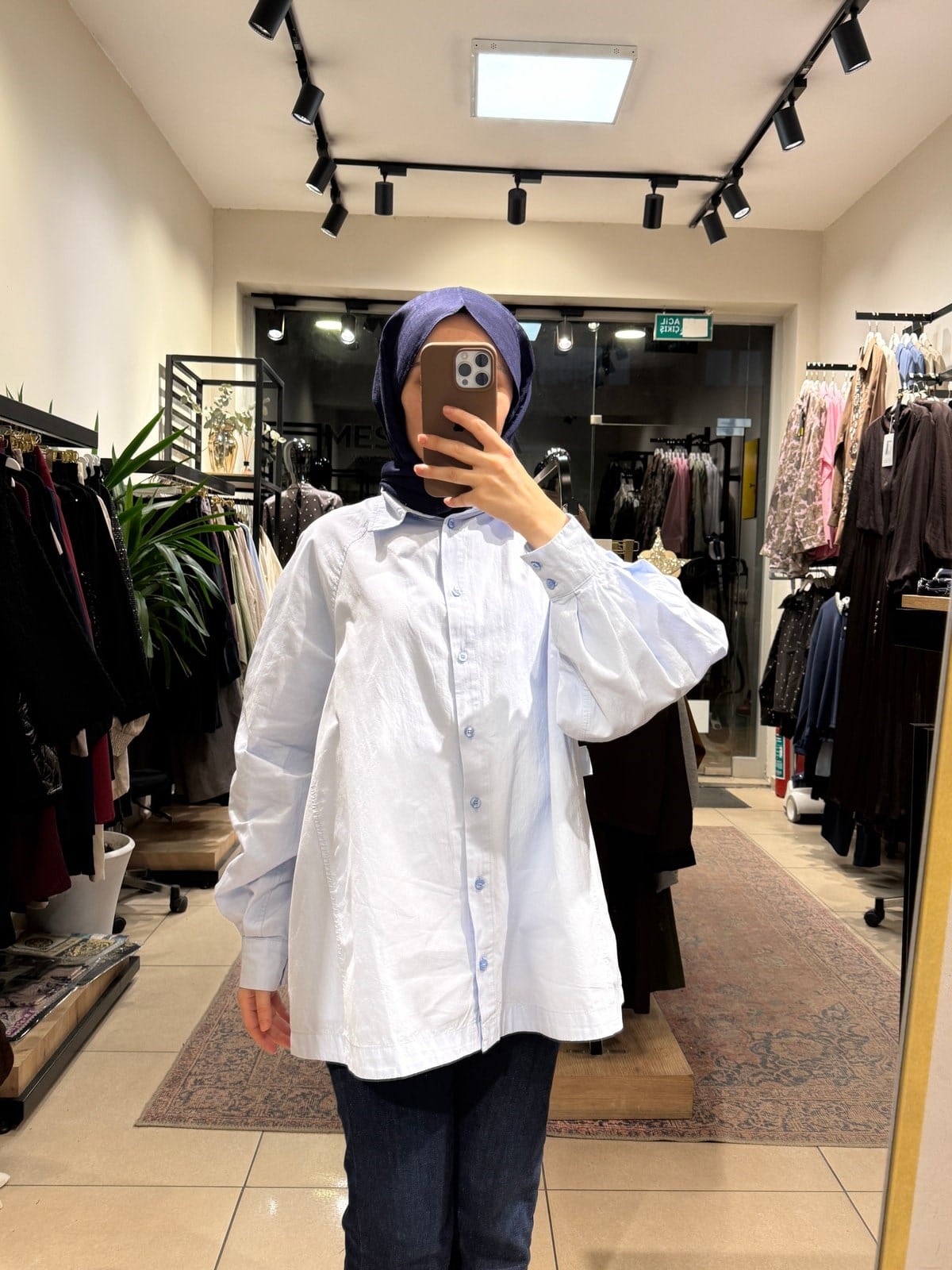 Oversize Tasarım Gömlek - Mavi