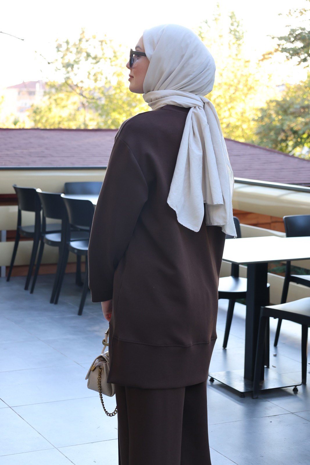 Pamuklu Kuş Detay Oysho Takım - Kahve