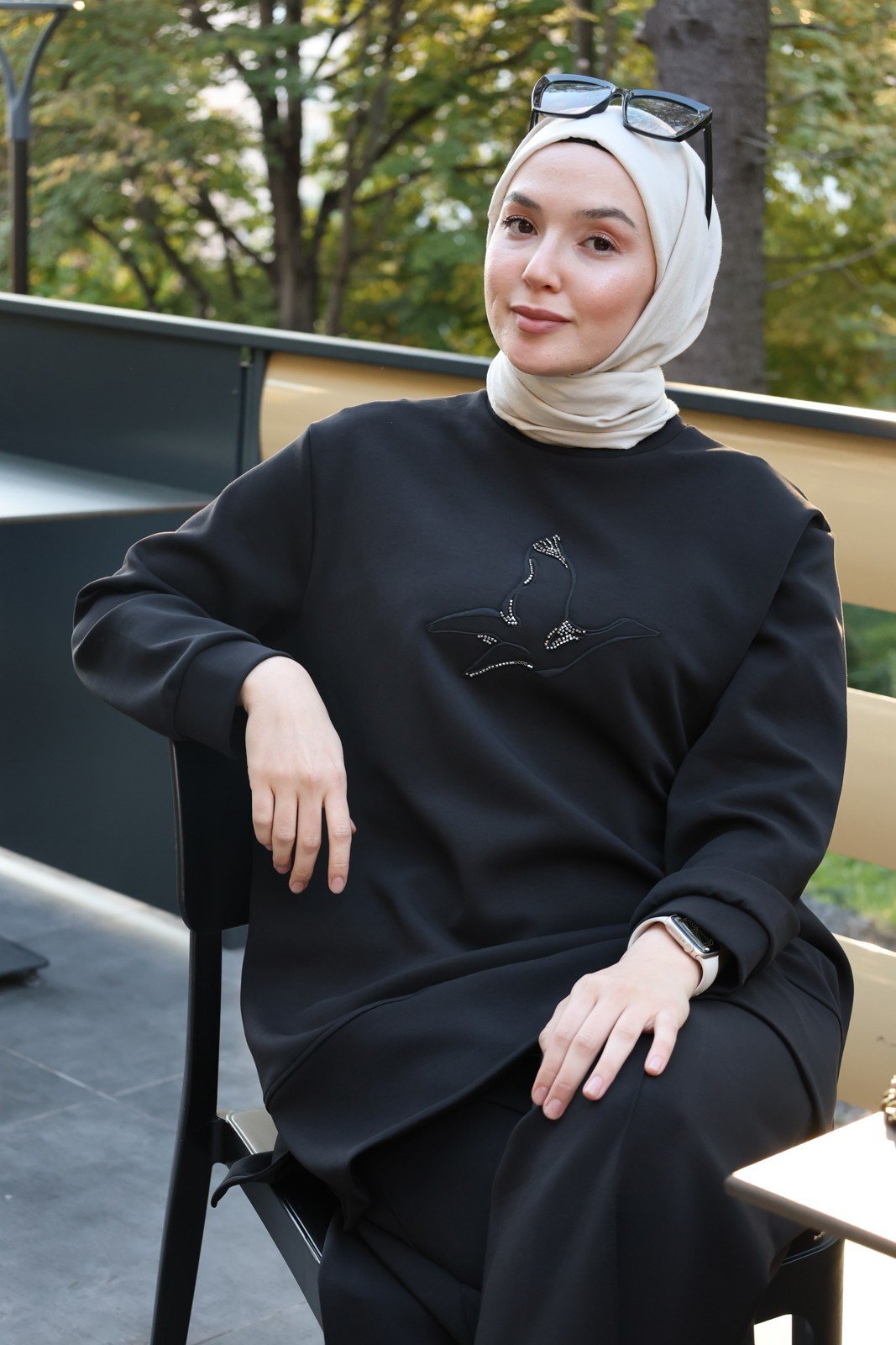 Pamuklu Kuş Detay Oysho Takım - Siyah
