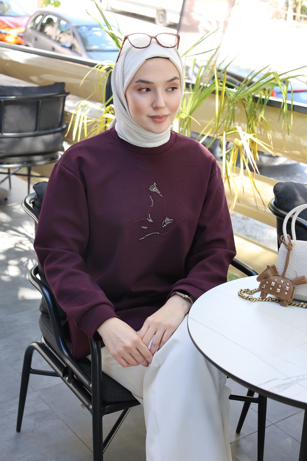 Pamuklu Oysho Kumaş Sweat - Bordo