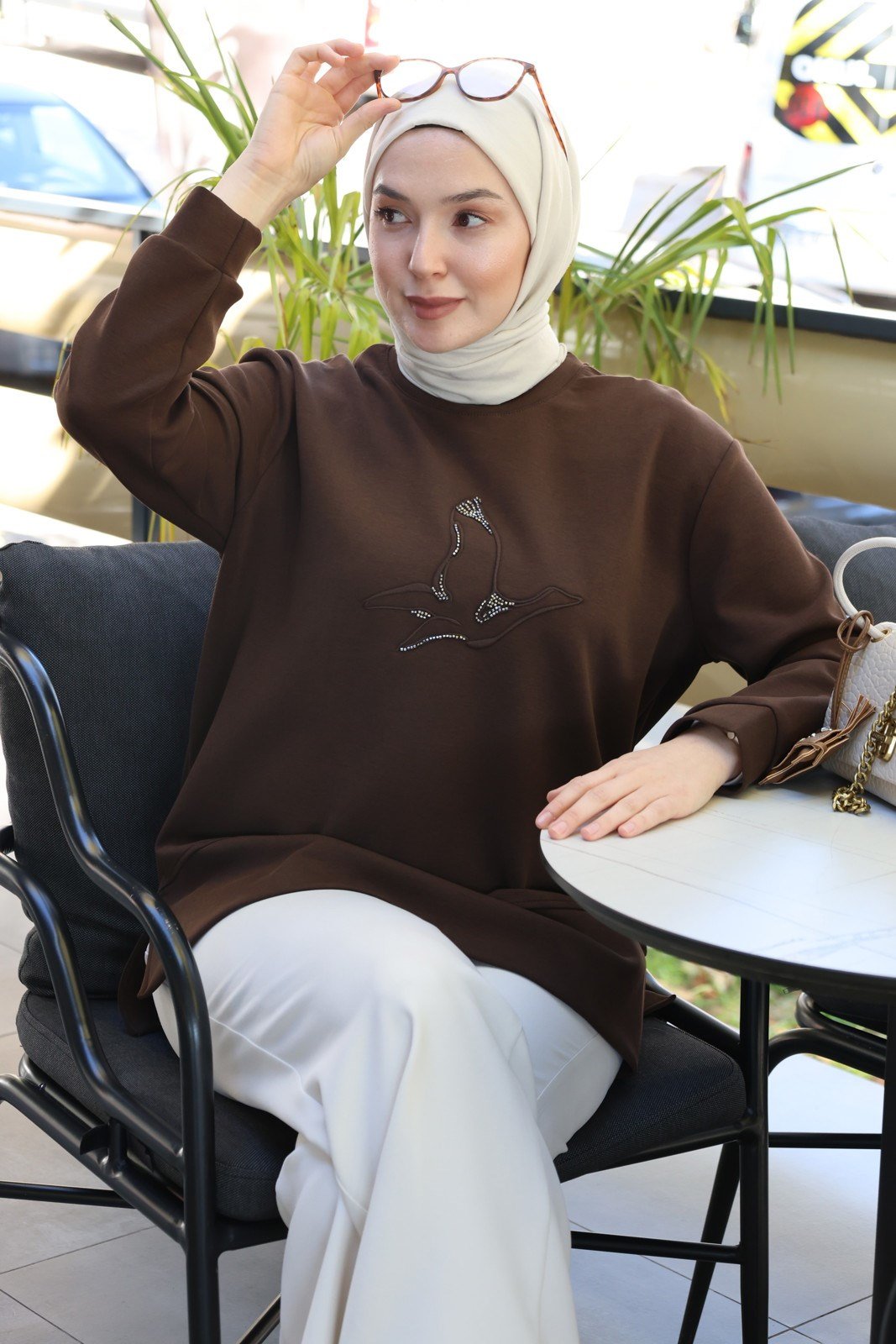 Pamuklu Oysho Kumaş Sweat - Kahve