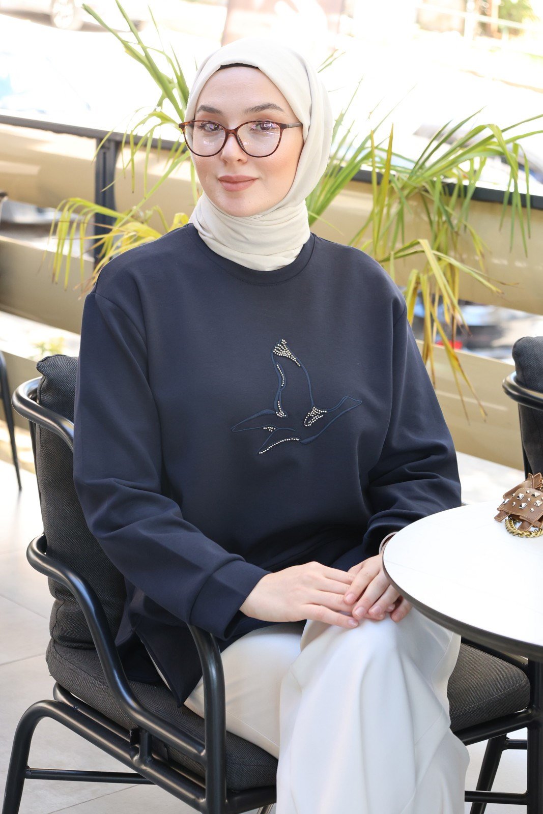 Pamuklu Oysho Kumaş Sweat - Lacivert