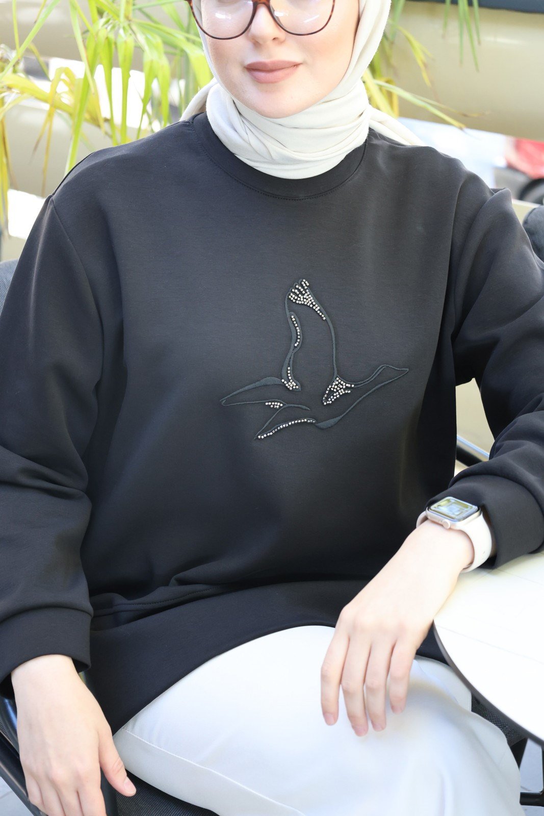Pamuklu Oysho Kumaş Sweat - Siyah