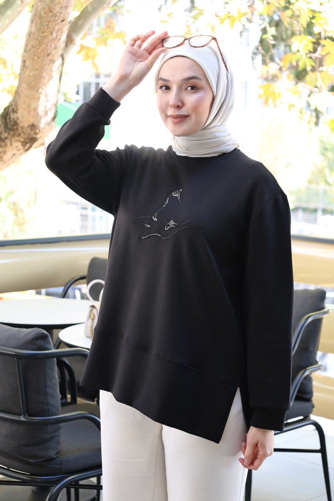 Pamuklu Oysho Kumaş Sweat - Siyah