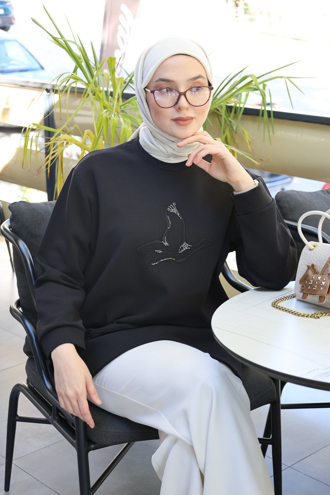 Pamuklu Oysho Kumaş Sweat - Siyah