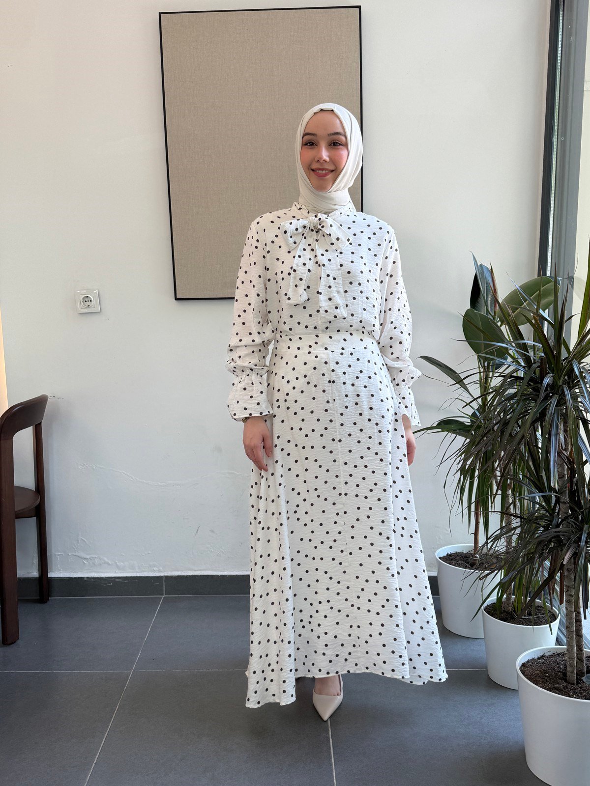 Puantiye Tensel Etek Takım - Sarı
