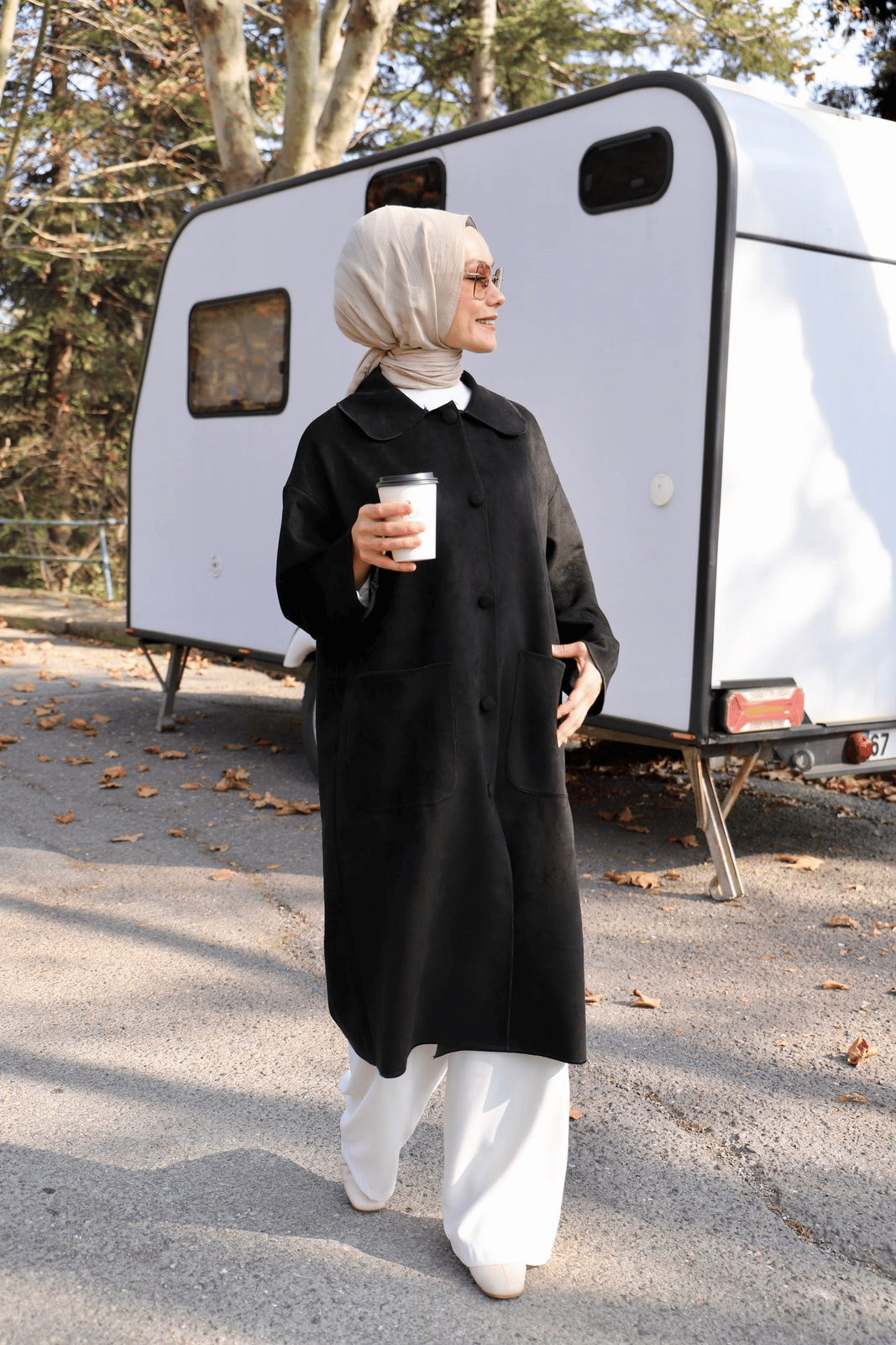 SÜET TRENÇKOT - Siyah