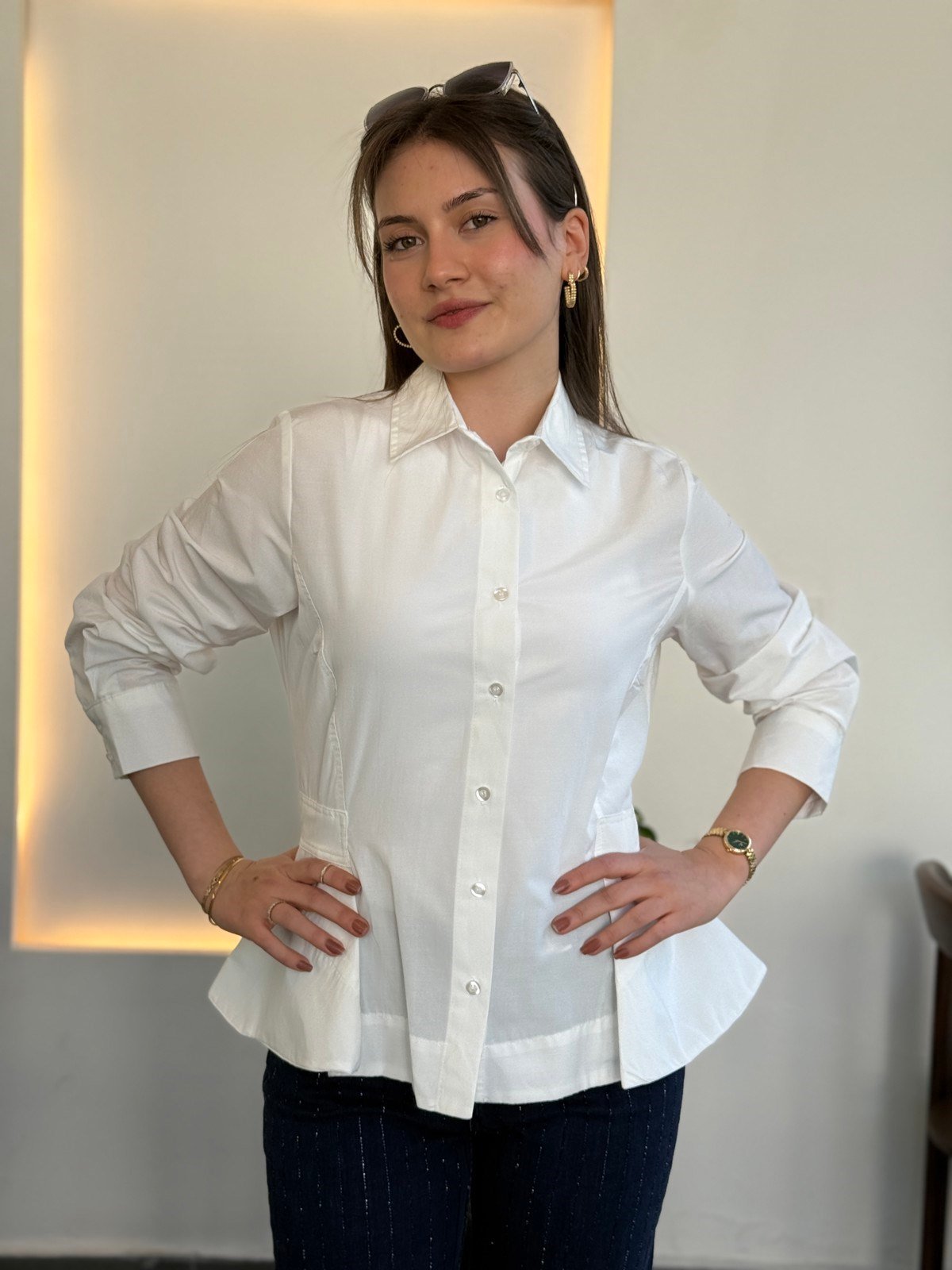 Tasarım Premium Gömlek - Beyaz