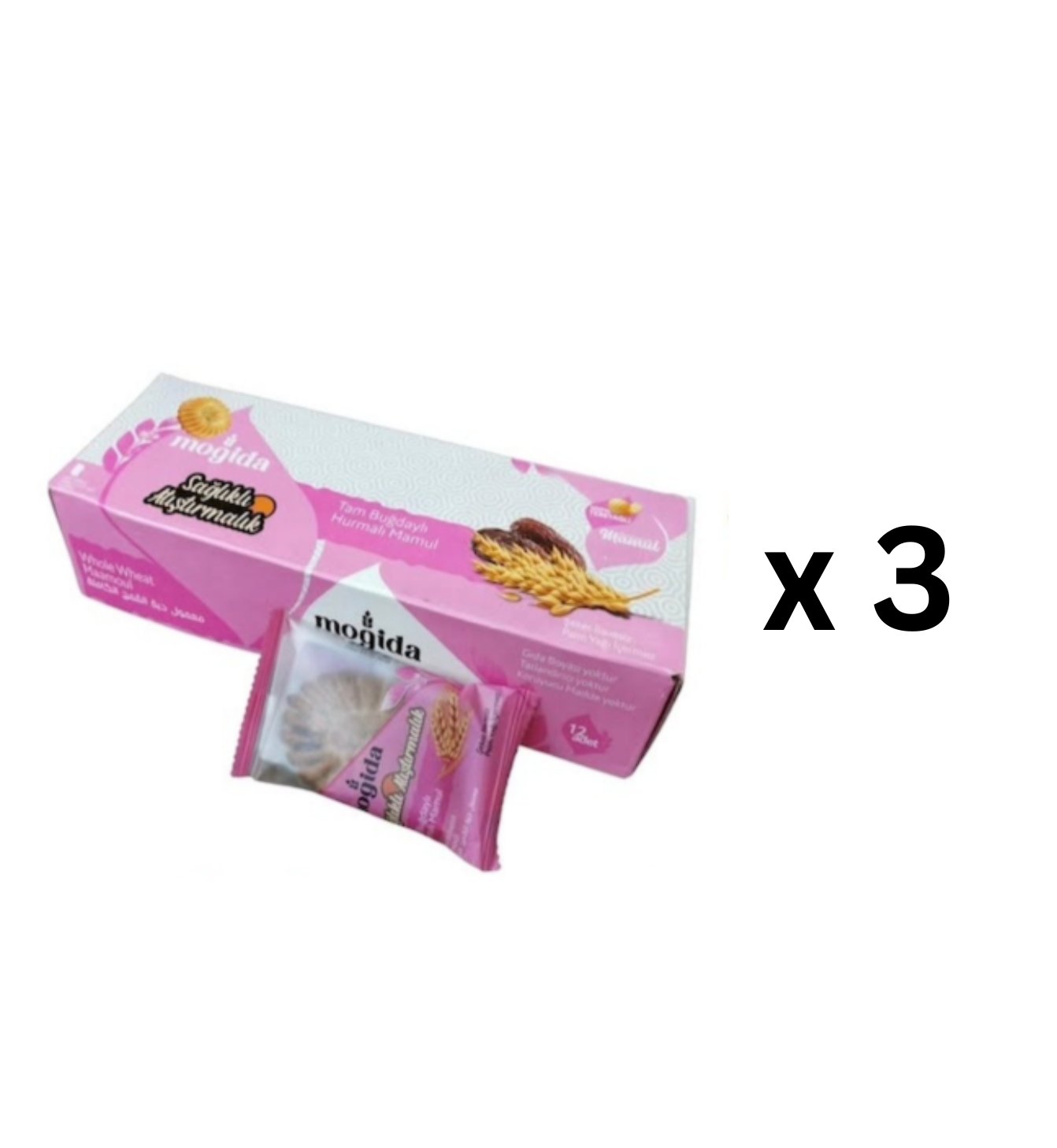 Sugar Free Whole Wheat Date Mamul High in Fiber 12-Pieces × 3 Boxes