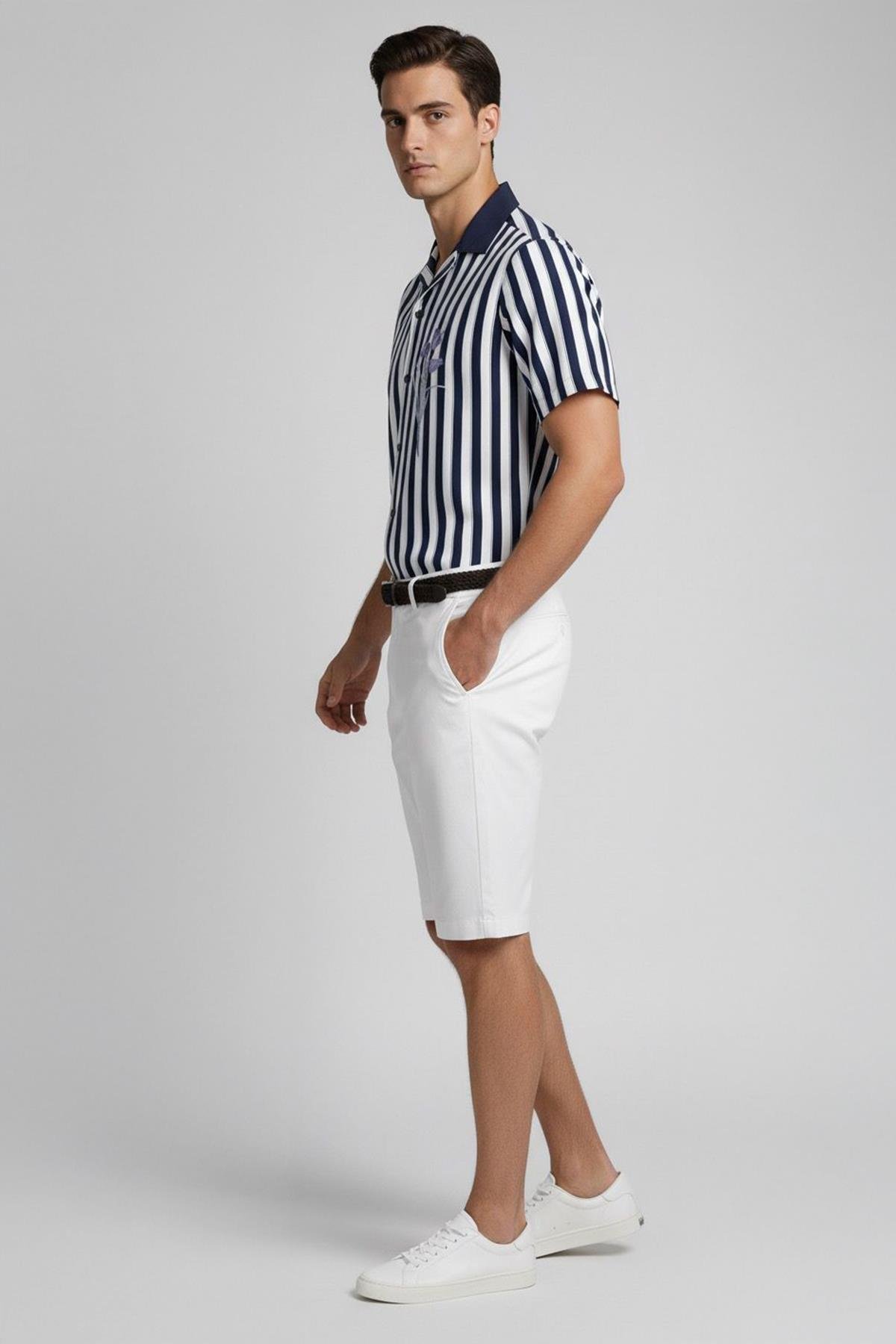 APAŞ YAKA DESENLİ GÖMLEK Lacivert - Sabri Özel