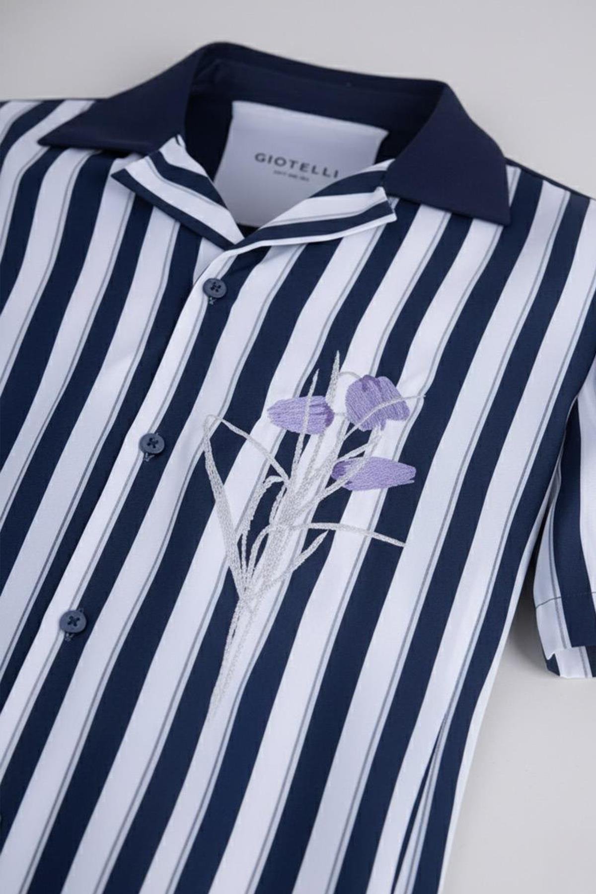 APAŞ YAKA DESENLİ GÖMLEK Lacivert - Sabri Özel