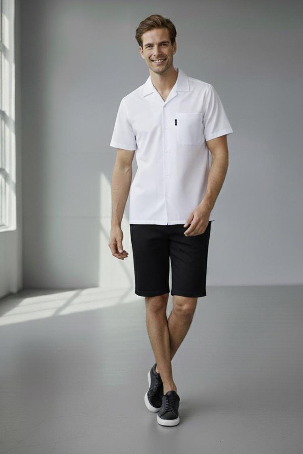 APAŞ YAKA KETEN ERKEK GÖMLEK Beyaz - Sabri Özel