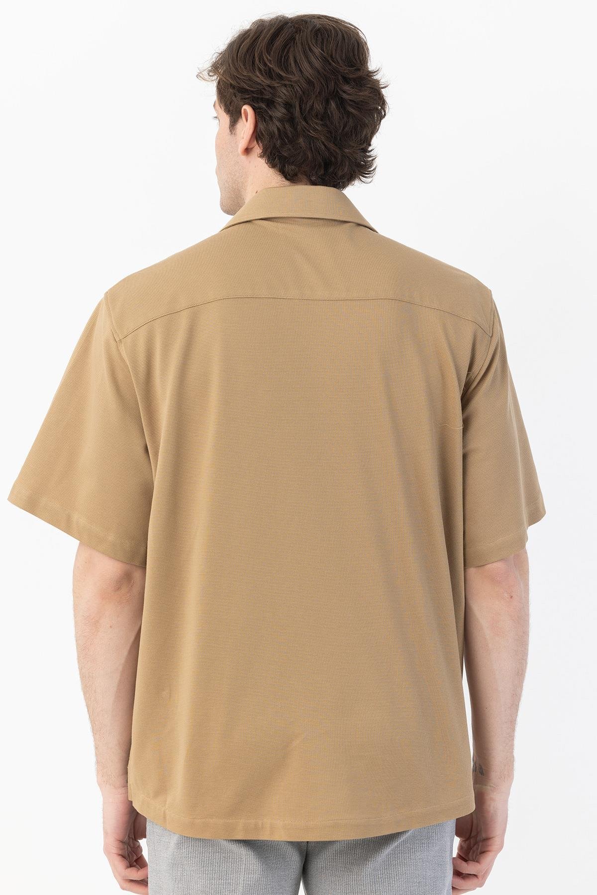 APAŞ YAKA KETEN ERKEK GÖMLEK Camel - Sabri Özel