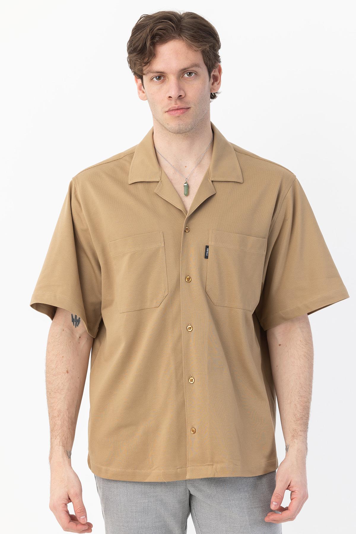 APAŞ YAKA KETEN ERKEK GÖMLEK Camel - Sabri Özel