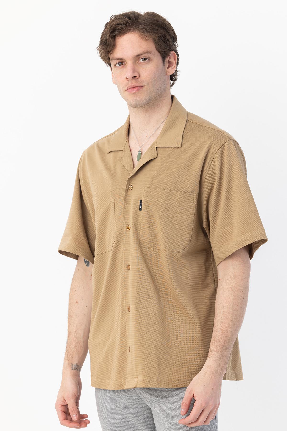 APAŞ YAKA KETEN ERKEK GÖMLEK Camel - Sabri Özel