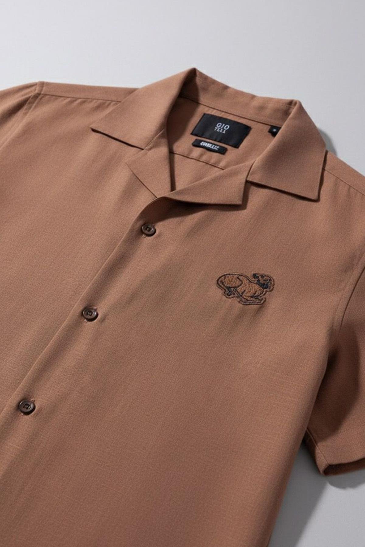 APAŞ YAKA TENCEL ERKEK GÖMLEK Kahve - Sabri Özel