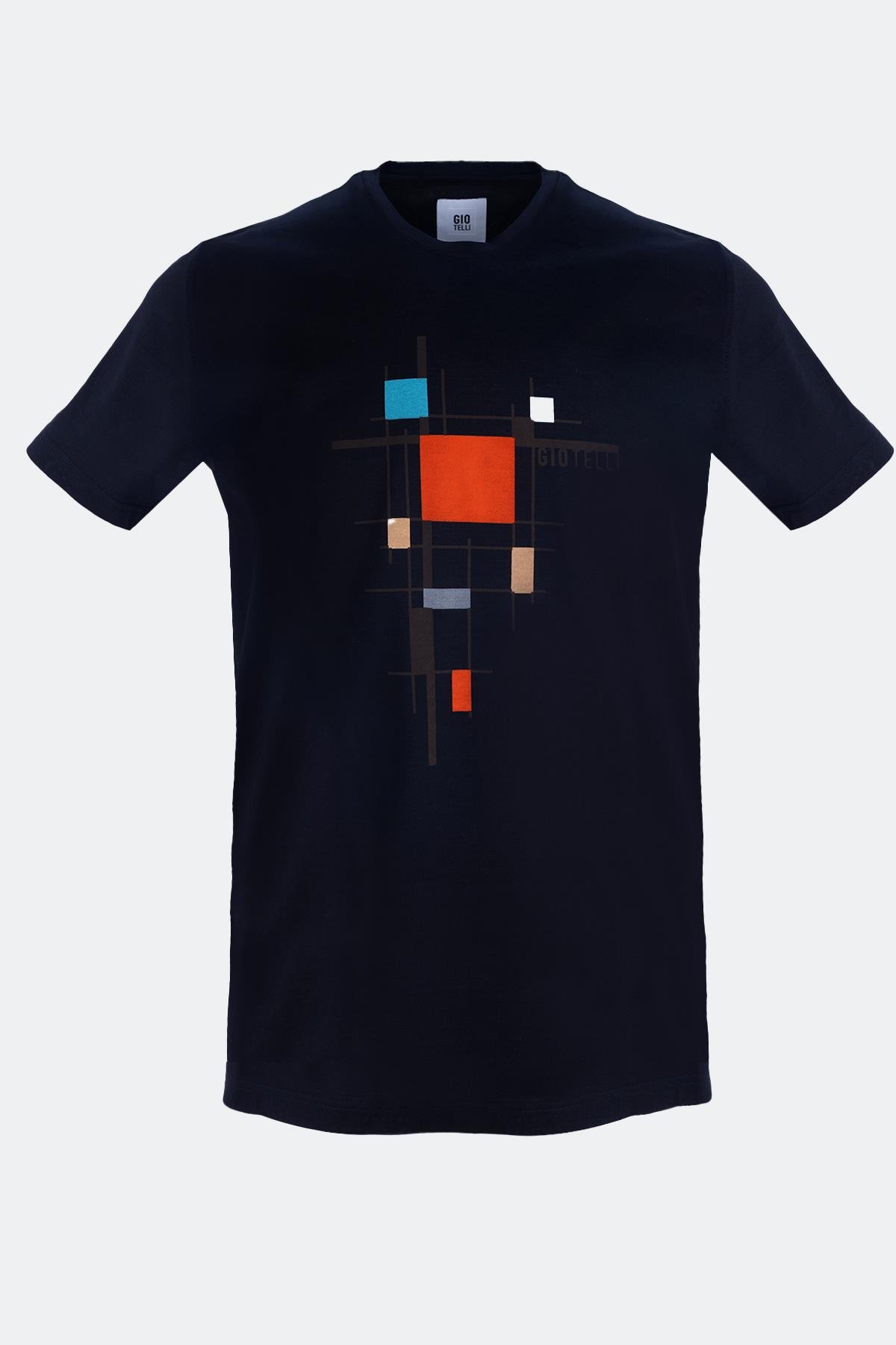 Baskılı Bisiklet Yaka Erkek T-Shirt Lacivert - Sabri Özel