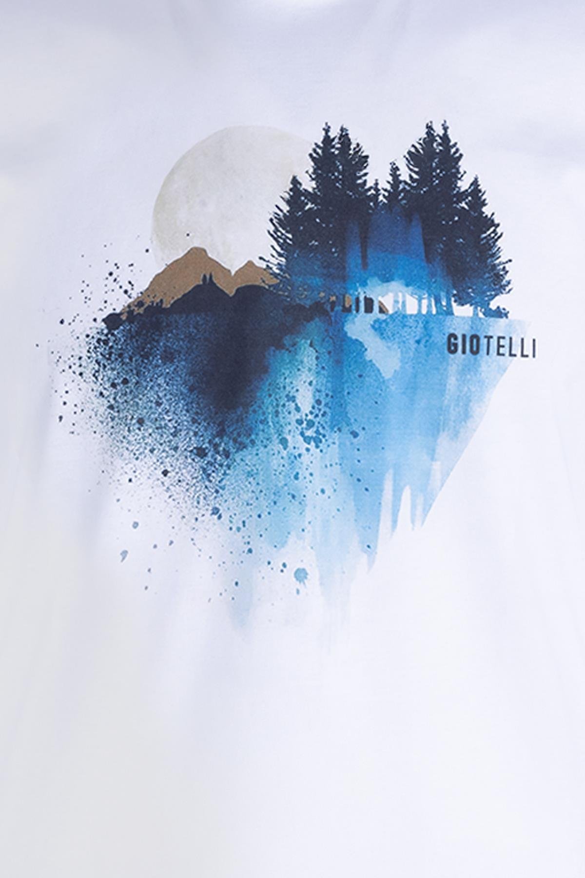 Baskılı Bisiklet Yaka Erkek T-Shirt Beyaz - Sabri Özel