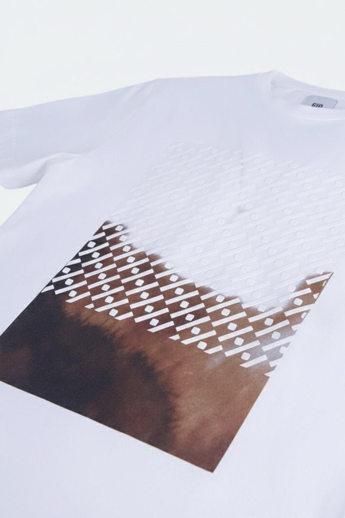 BASKILI ERKEK T-SHIRT Beyaz - Sabri Özel