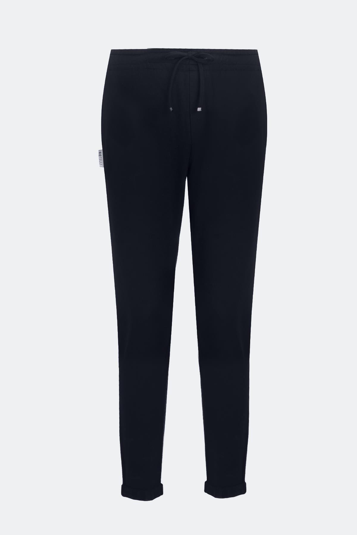 Beli Lastikli İpli Örme Erkek Pantolon Siyah - Sabri Özel