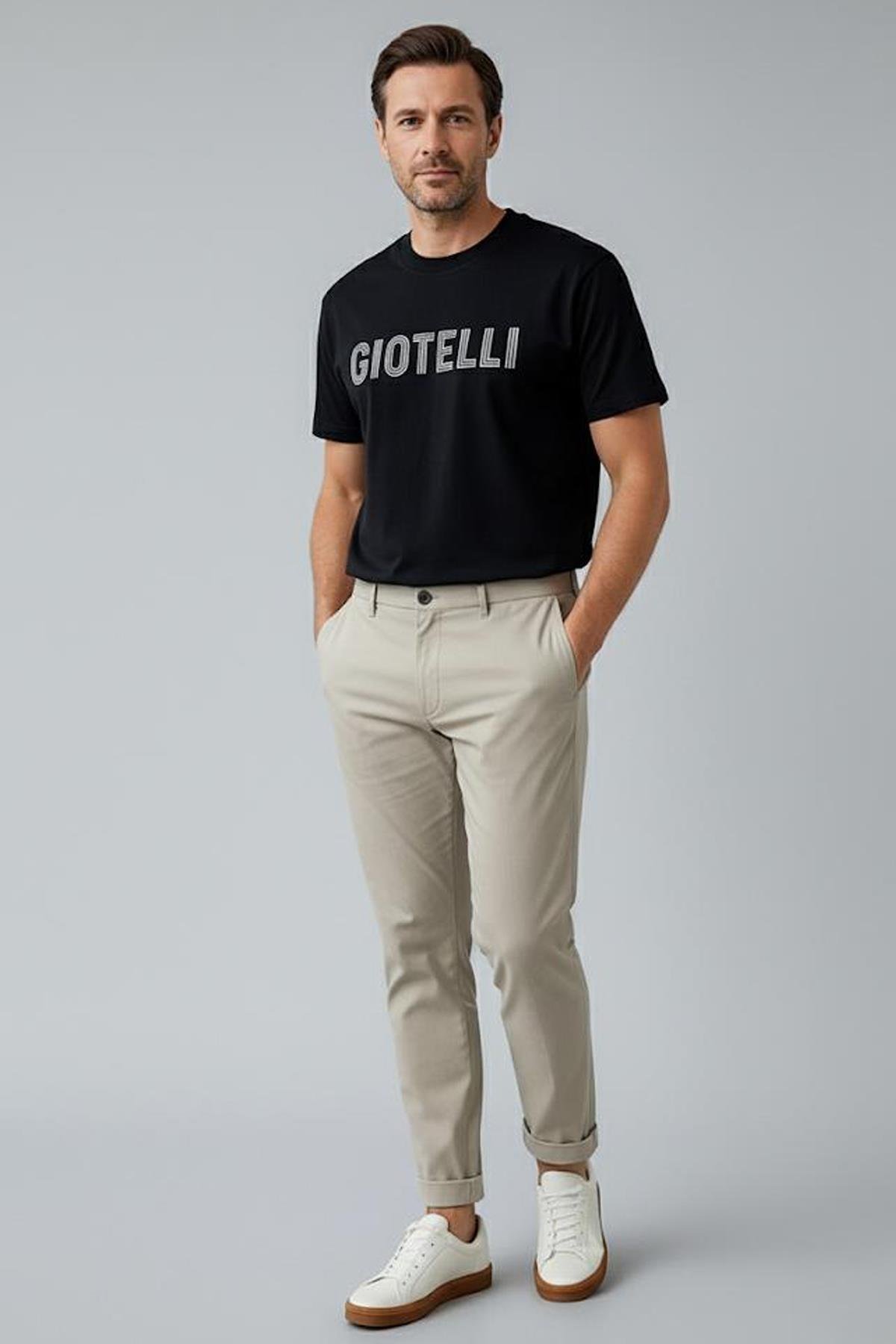 BİSİKLET YAKA BASKILI ERKEK T-SHIRT Siyah - Sabri Özel