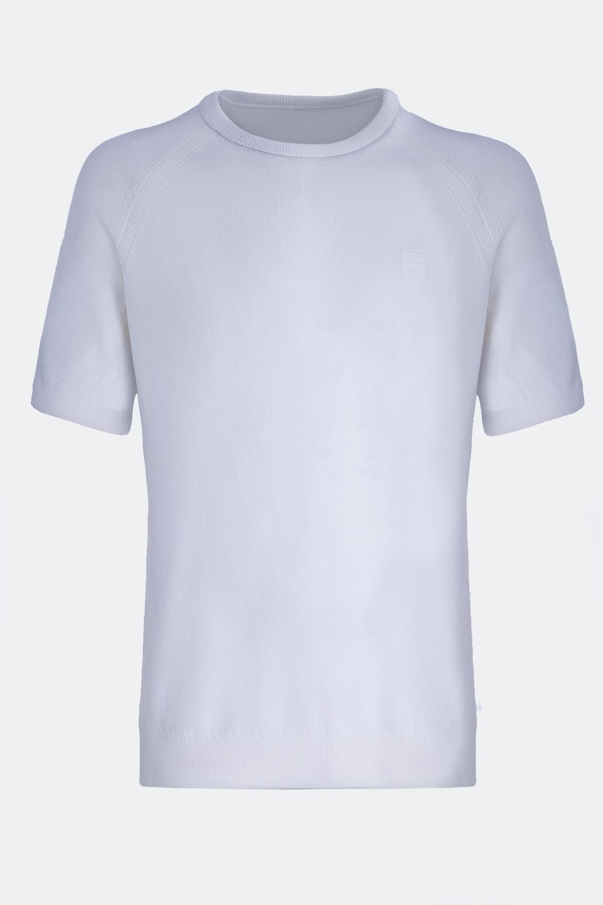 Bisiklet Yaka Reglan Kollu Erkek Triko Beyaz - Sabri Özel