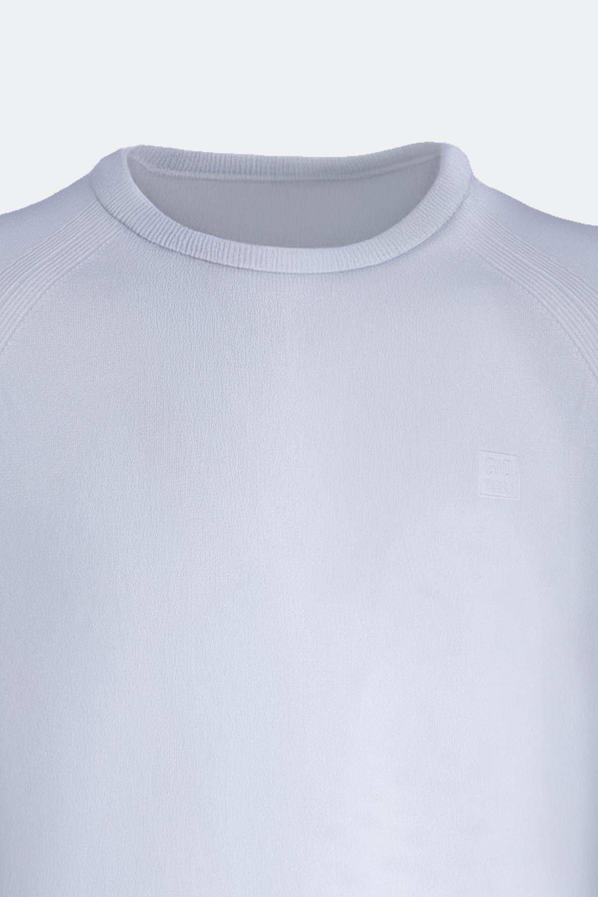 Bisiklet Yaka Reglan Kollu Erkek Triko Beyaz - Sabri Özel