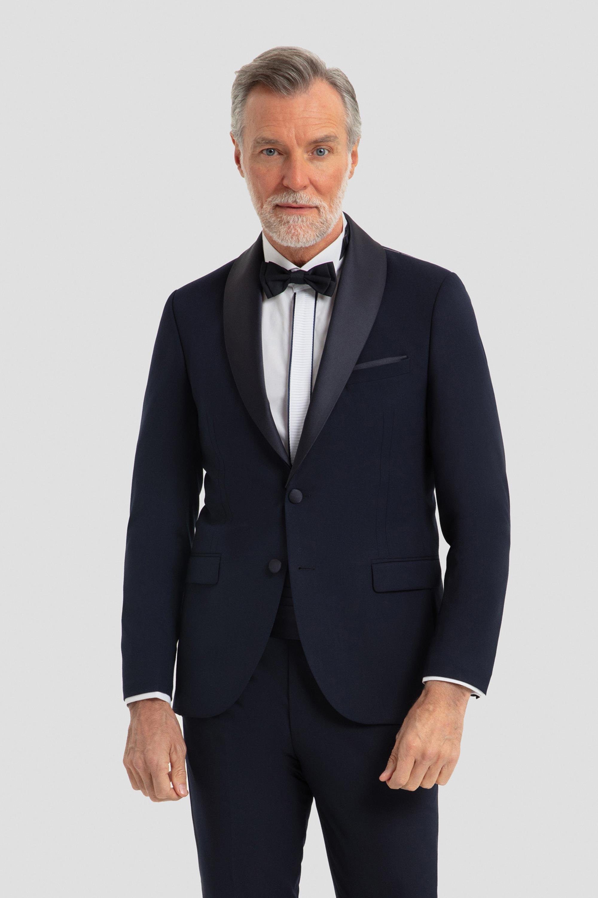 Çıkartılabilir Şal Desenli Smokin Takım Elbise Lacivert - Sabri Özel