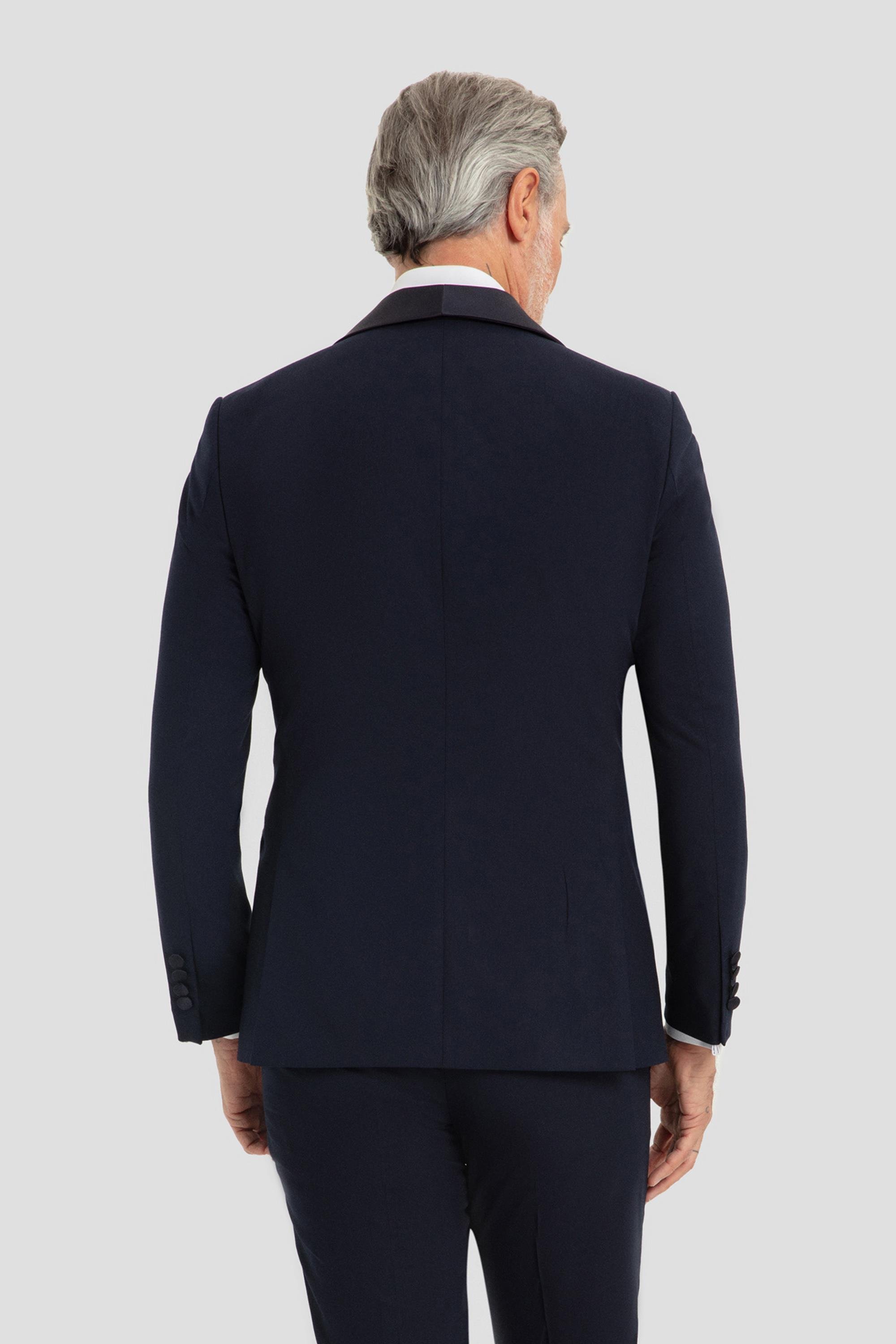 Çıkartılabilir Şal Desenli Smokin Takım Elbise Lacivert - Sabri Özel