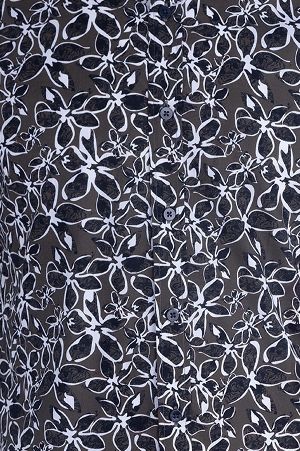 Desenli Erkek Gömlek Haki - Sabri Özel