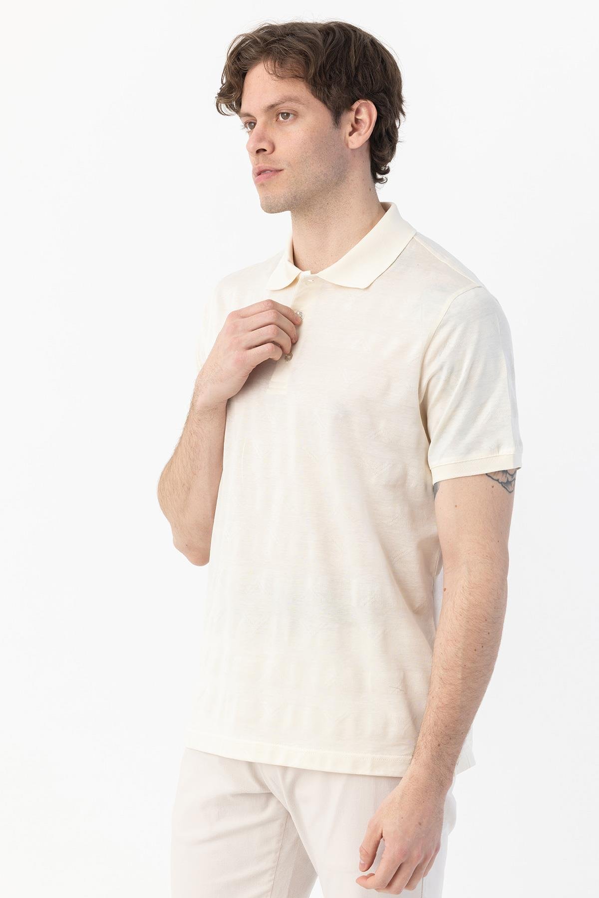 DÜĞMELİ POLO YAKA ERKEK T-SHIRT Kemik - Sabri Özel