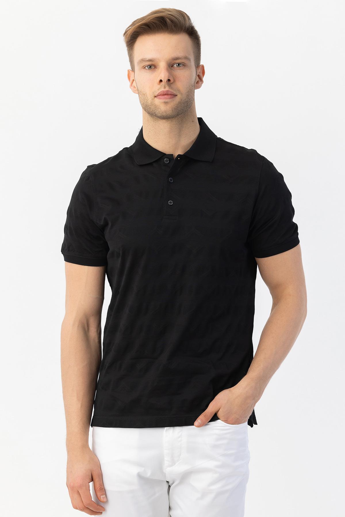 Düğmeli Polo Yakak Erkek T-Shirt Siyah - Sabri Özel