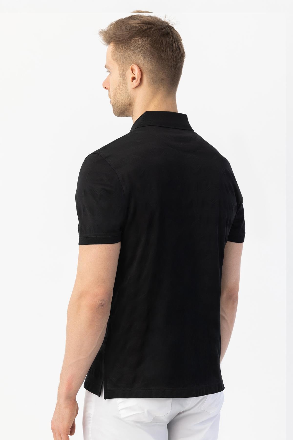 Düğmeli Polo Yakak Erkek T-Shirt Siyah - Sabri Özel