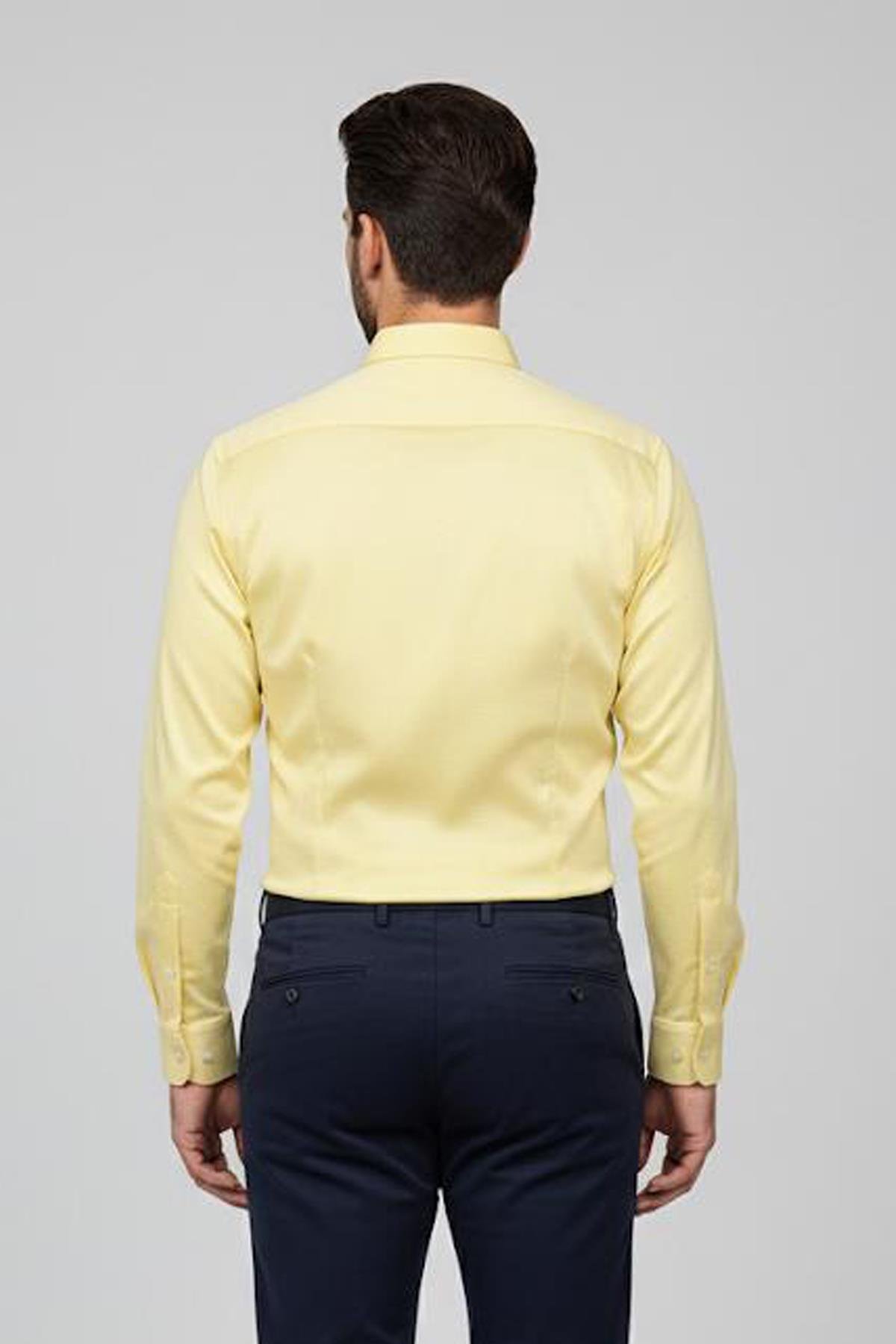 Düğmeli Yaka Erkek T-Shirt Sarı - Sabri Özel