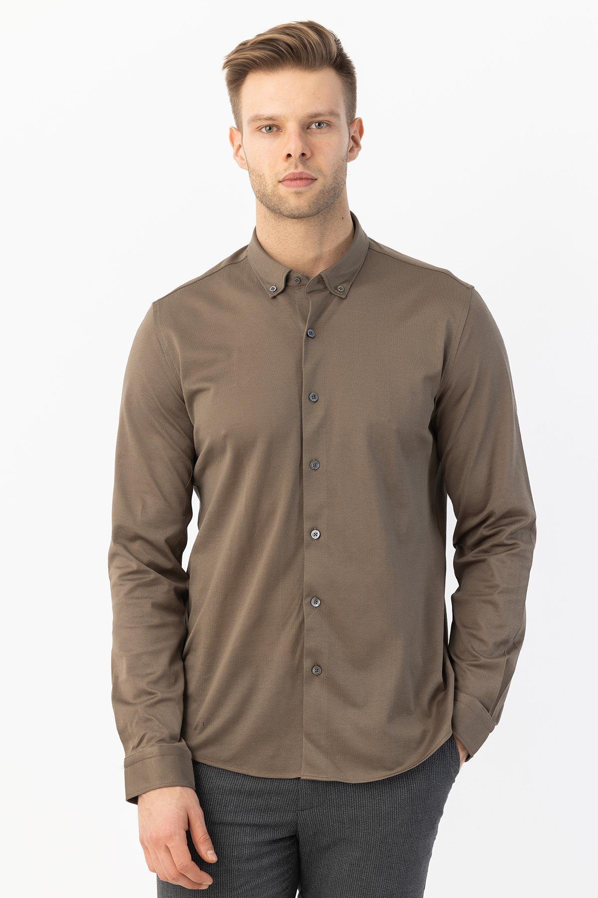 Erkek Gömlek Koyu Haki - Sabri Özel