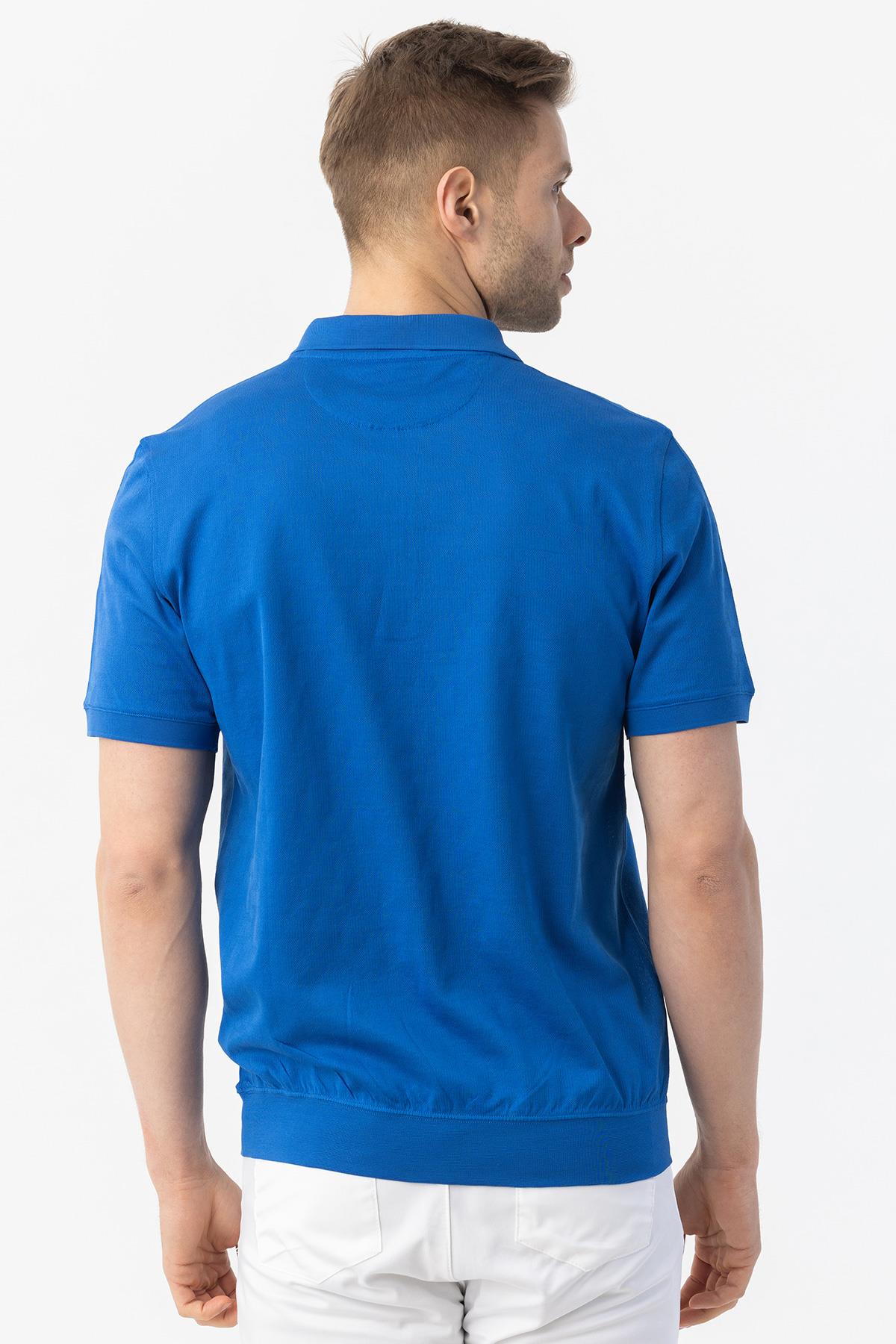 FERMUARLI  POLO YAKA ERKEK T-SHIRT Saks - Sabri Özel