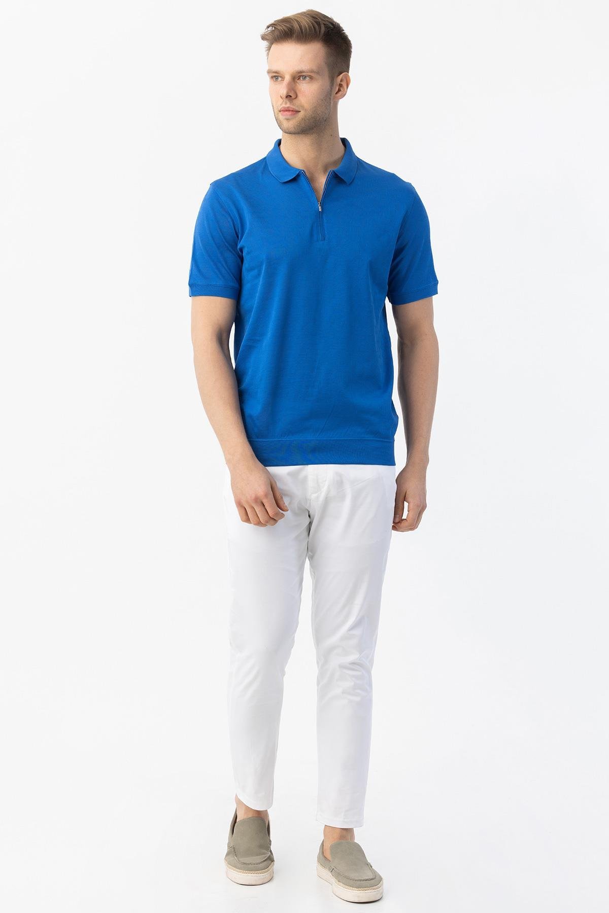 FERMUARLI  POLO YAKA ERKEK T-SHIRT Saks - Sabri Özel