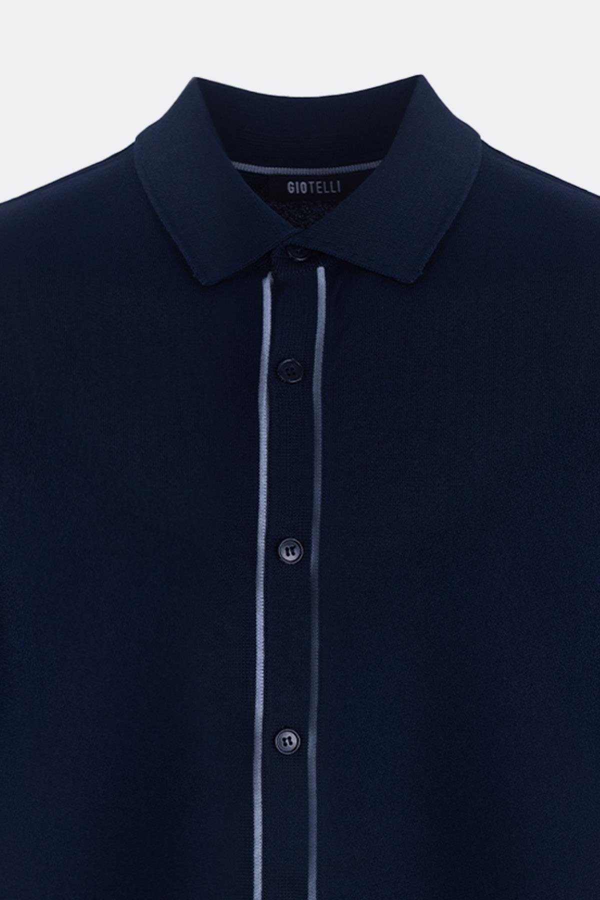 KISA KOLLU TRİKO ERKEK GÖMLEK Lacivert - Sabri Özel