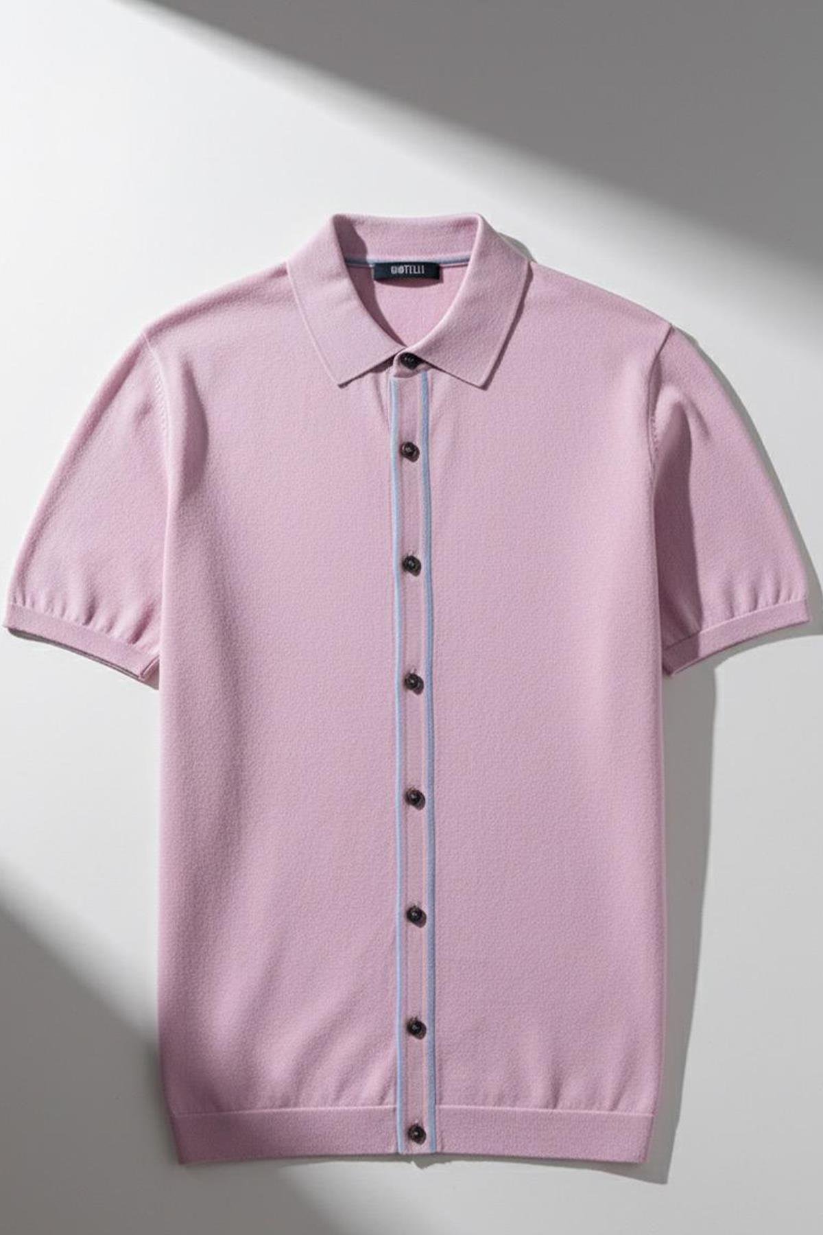 KISA KOLLU TRİKO ERKEK GÖMLEK Gül Kurusu - Sabri Özel