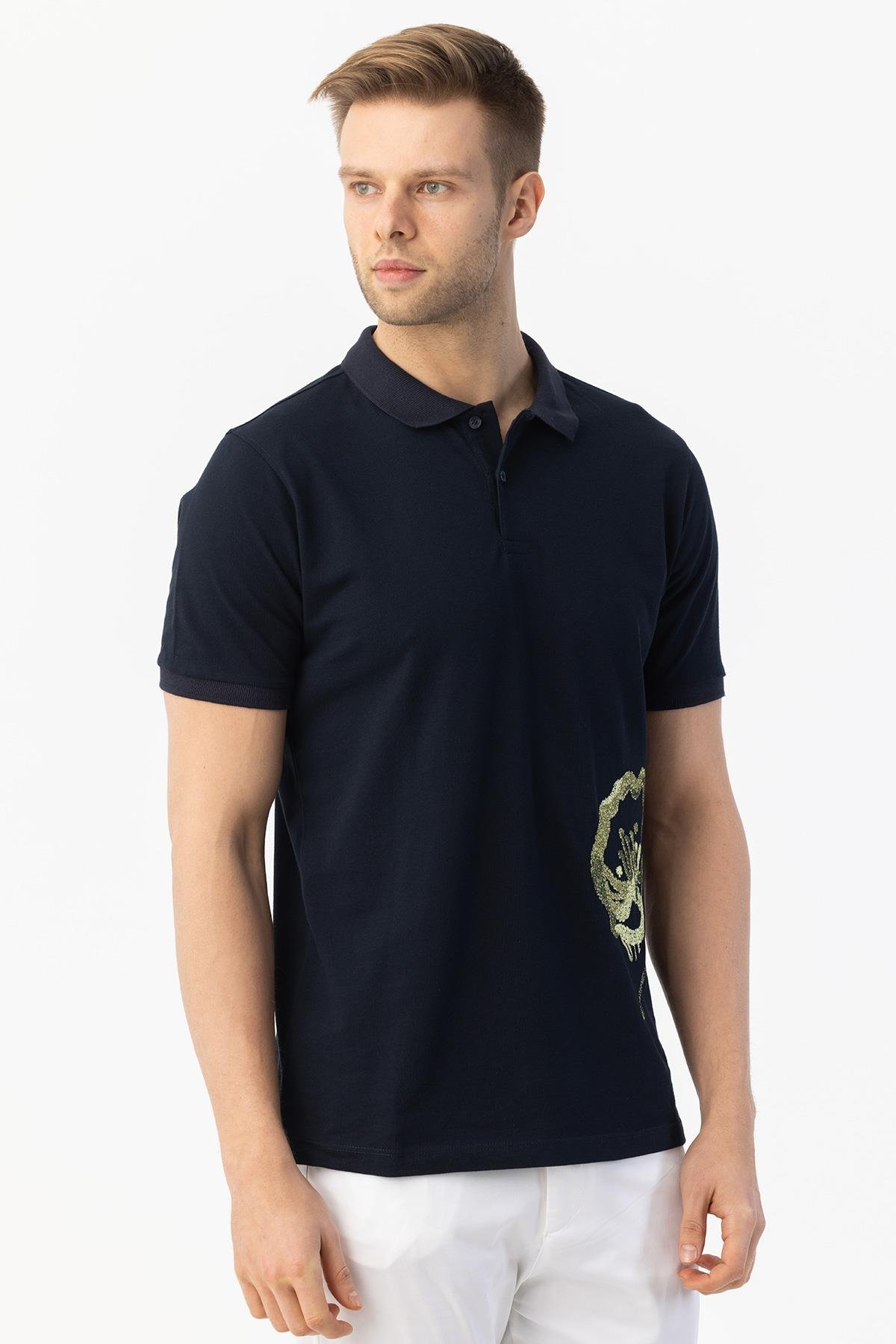 Polo Yaka Erkek T-Shirt Lacivert - Sabri Özel