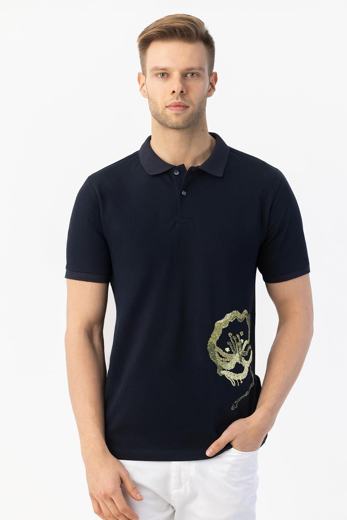 Polo Yaka Erkek T-Shirt Lacivert - Sabri Özel